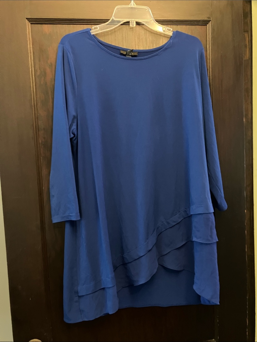 Asymmetrical Layered Hem Tunic in Cobalt Blue